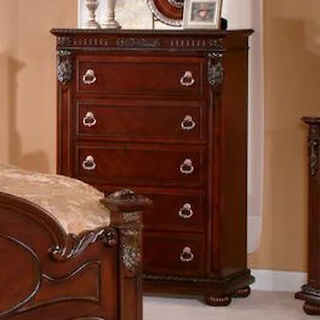 Traditional Dark Cherry Drawer Chest